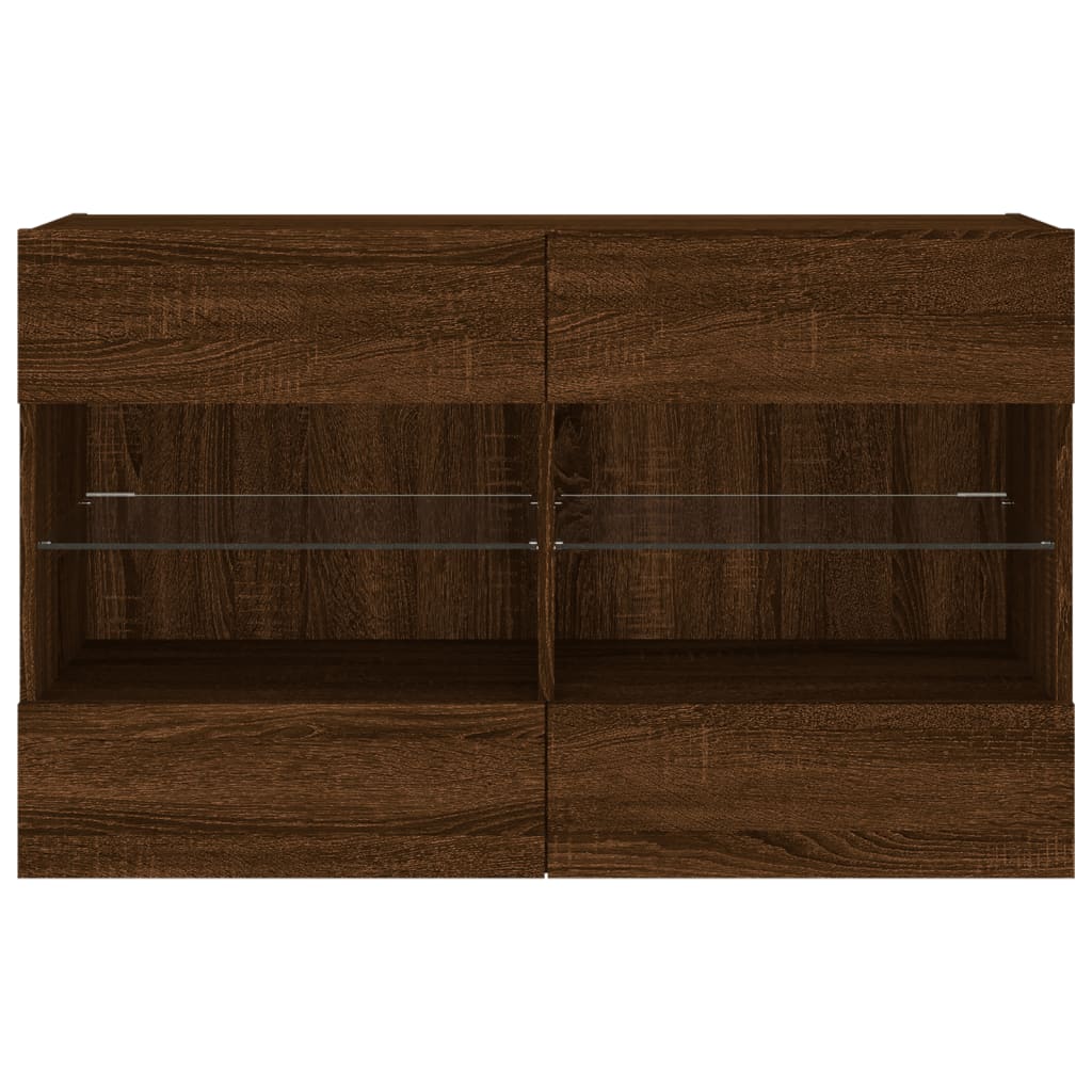 Meuble TV mural avec lumières LED chêne marron 98,5x30x60,5 cm - XIOS