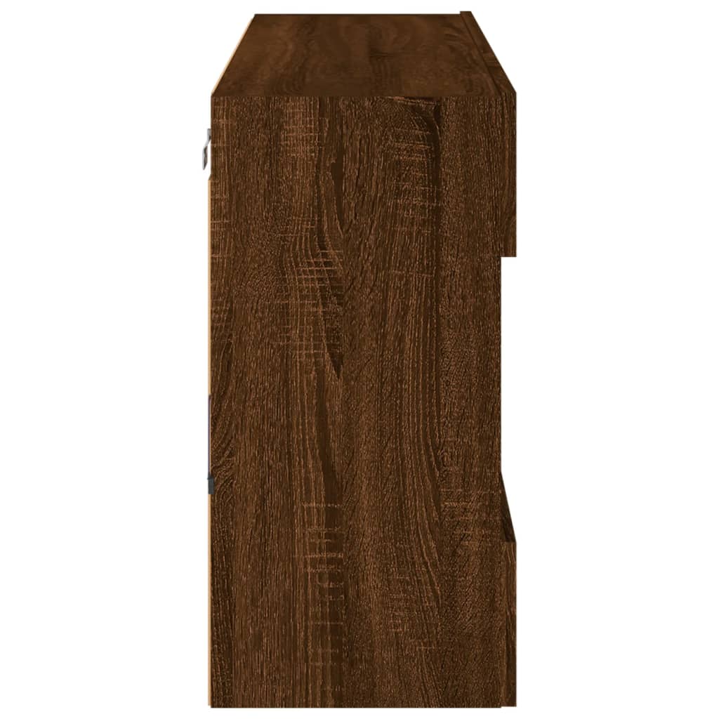 Meuble TV mural avec lumières LED chêne marron 98,5x30x60,5 cm - XIOS