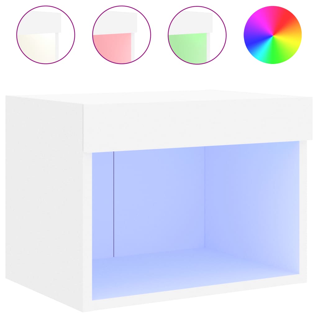 Table de chevet murale avec lumières LED blanc - XIOS