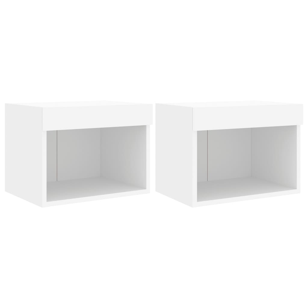 Tables de chevet murales avec lumières LED 2 pcs blanc - XIOS