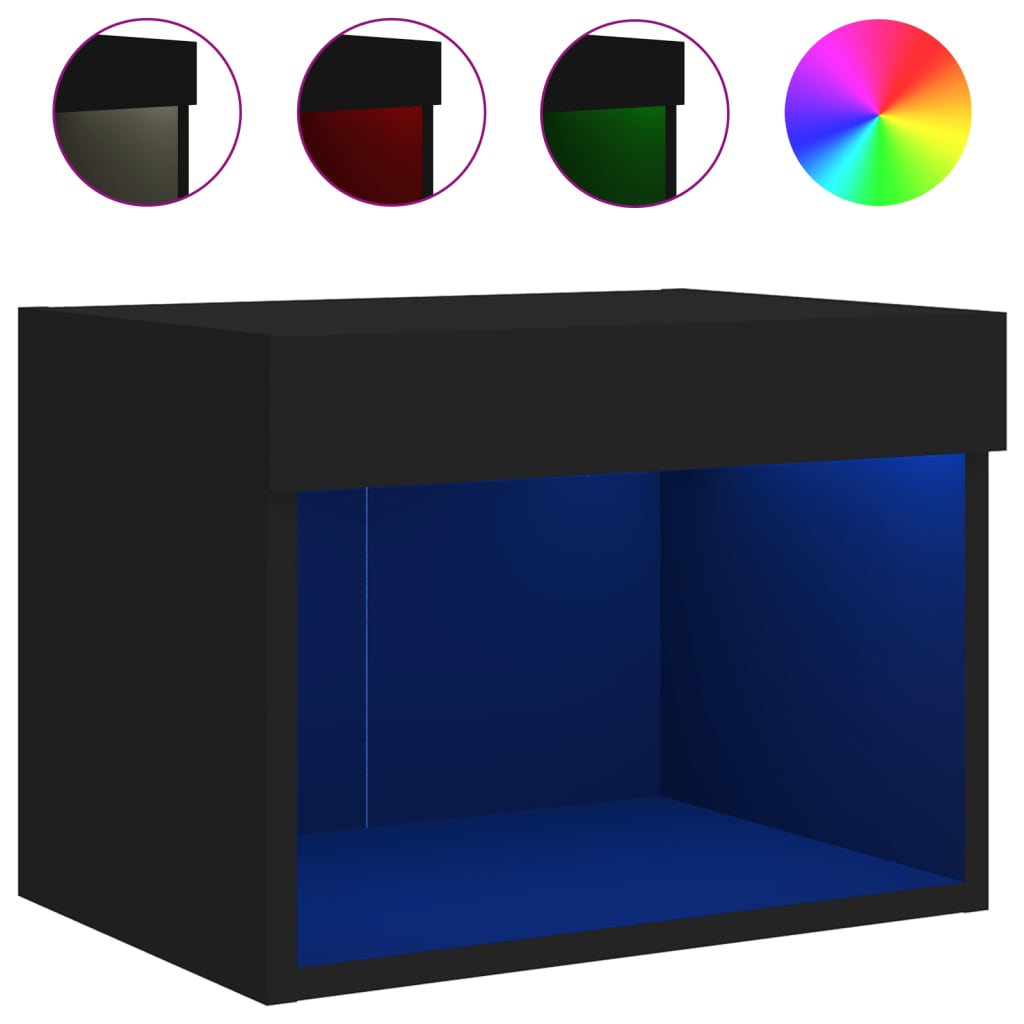 Table de chevet murale avec lumières LED noir - XIOS