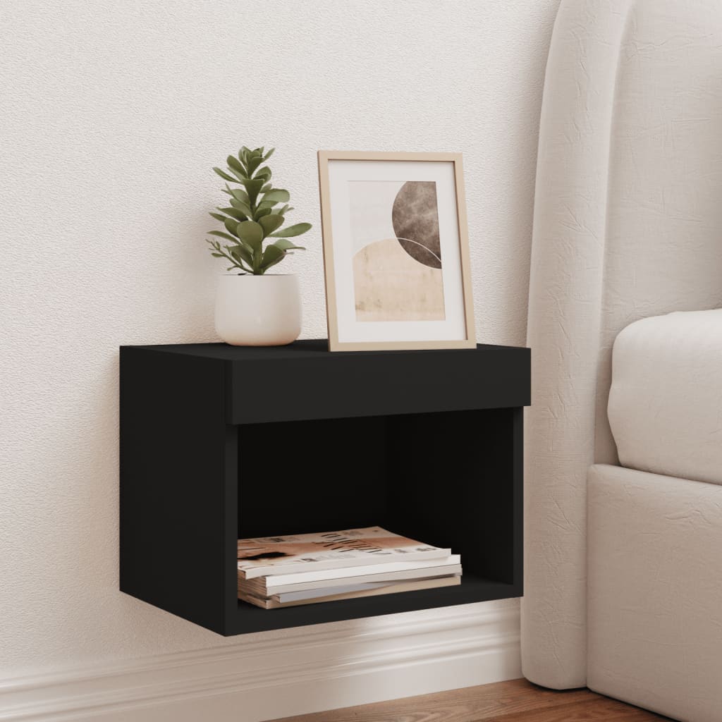Table de chevet murale avec lumières LED noir - XIOS