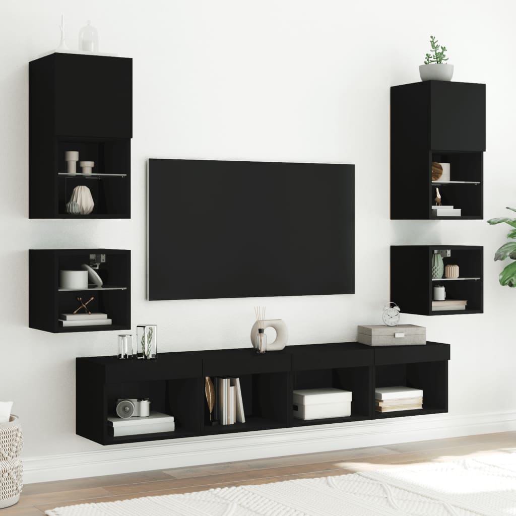 Table de chevet murale avec lumières LED noir - XIOS