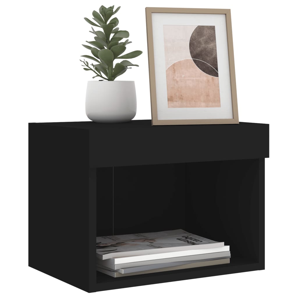Table de chevet murale avec lumières LED noir - XIOS