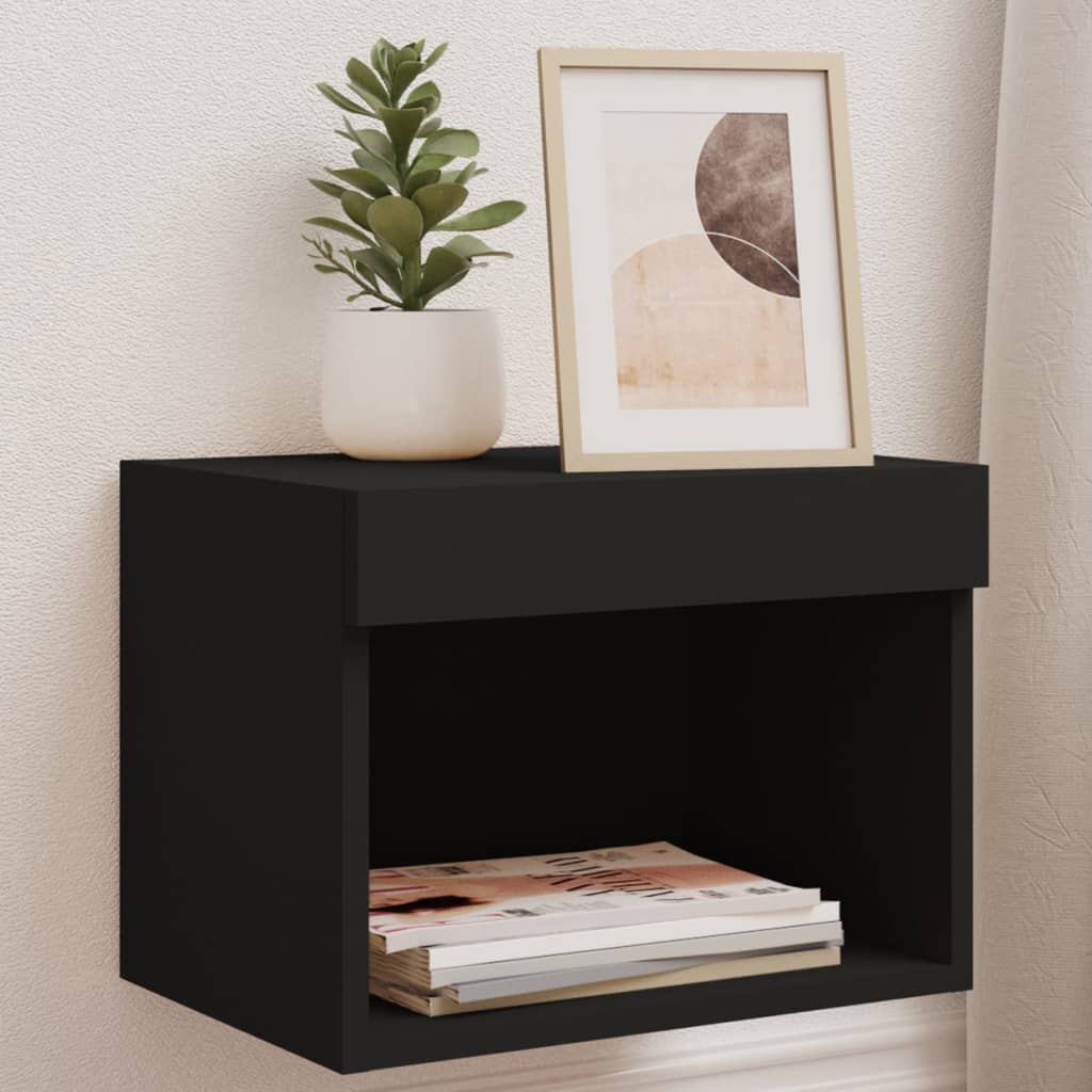 Table de chevet murale avec lumières LED noir - XIOS