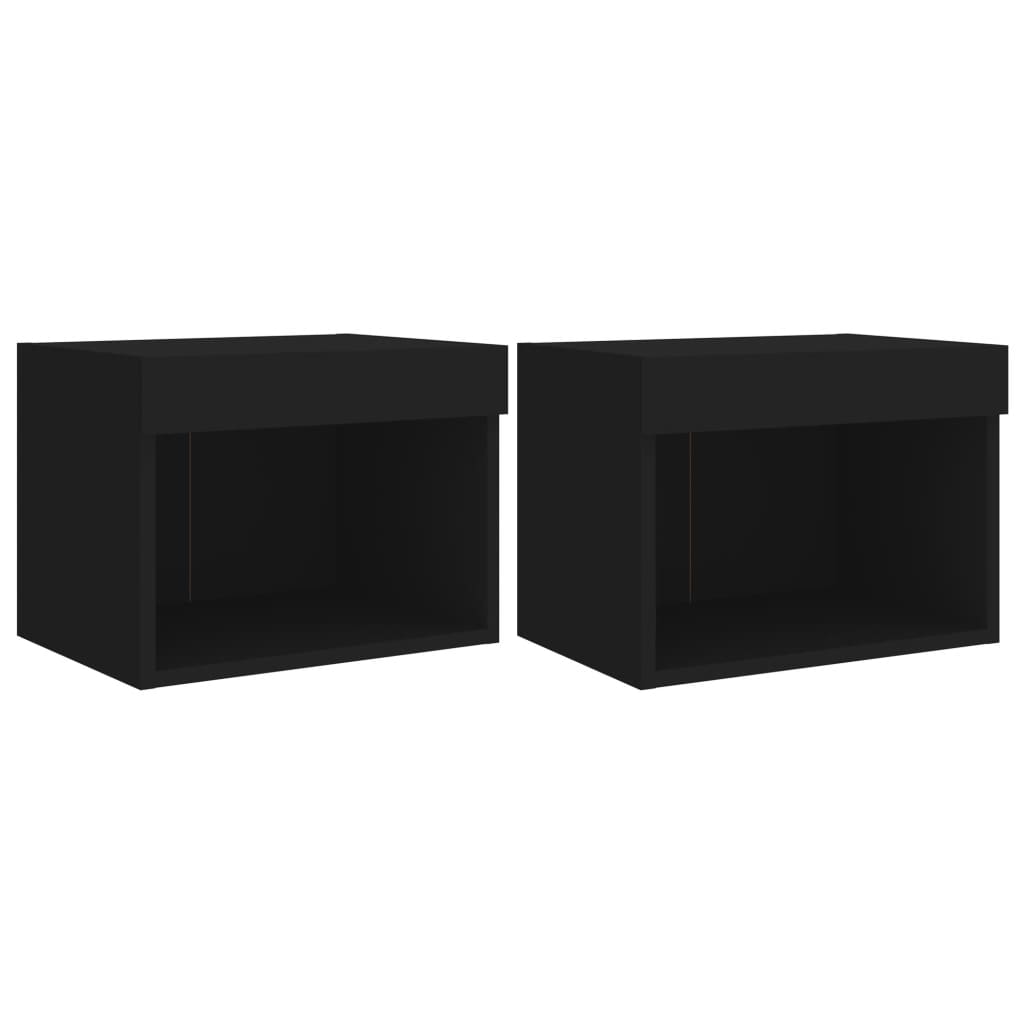 Tables de chevet murales avec lumières LED 2 pcs noir - XIOS
