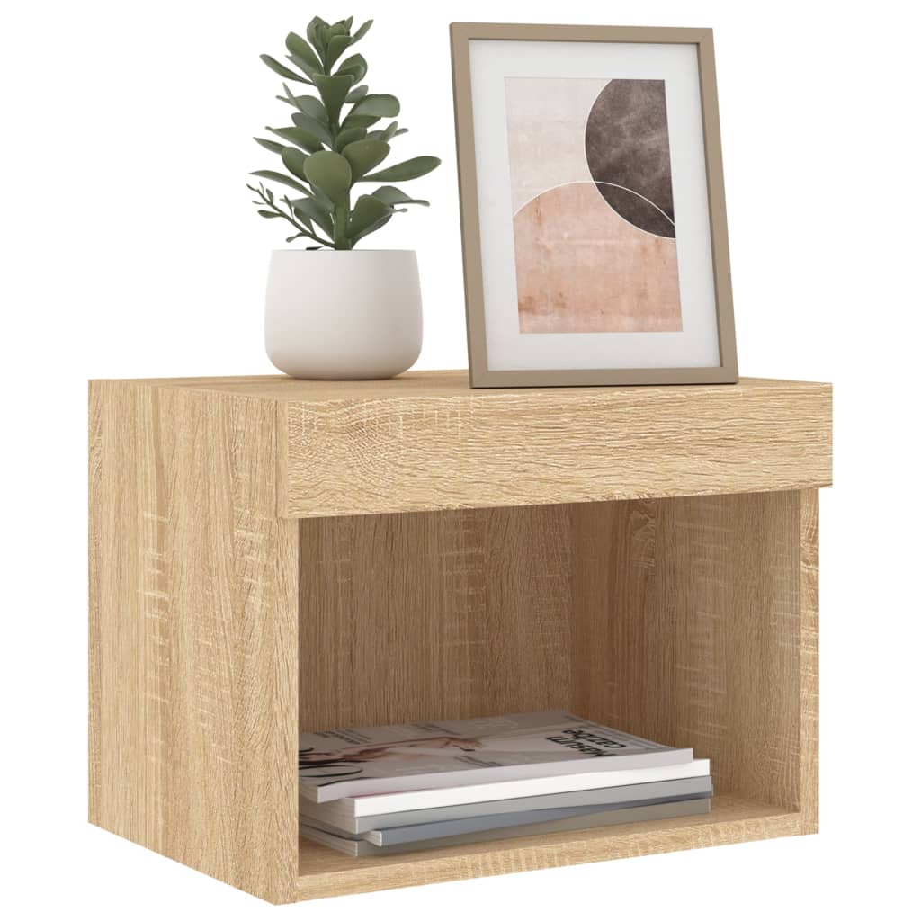 Table de chevet murale avec lumières LED chêne sonoma - XIOS
