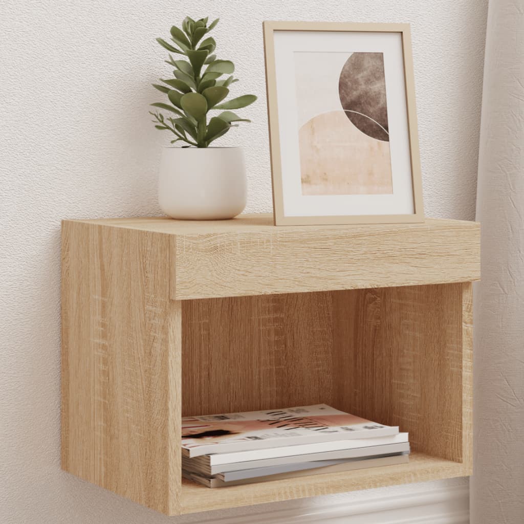 Table de chevet murale avec lumières LED chêne sonoma - XIOS