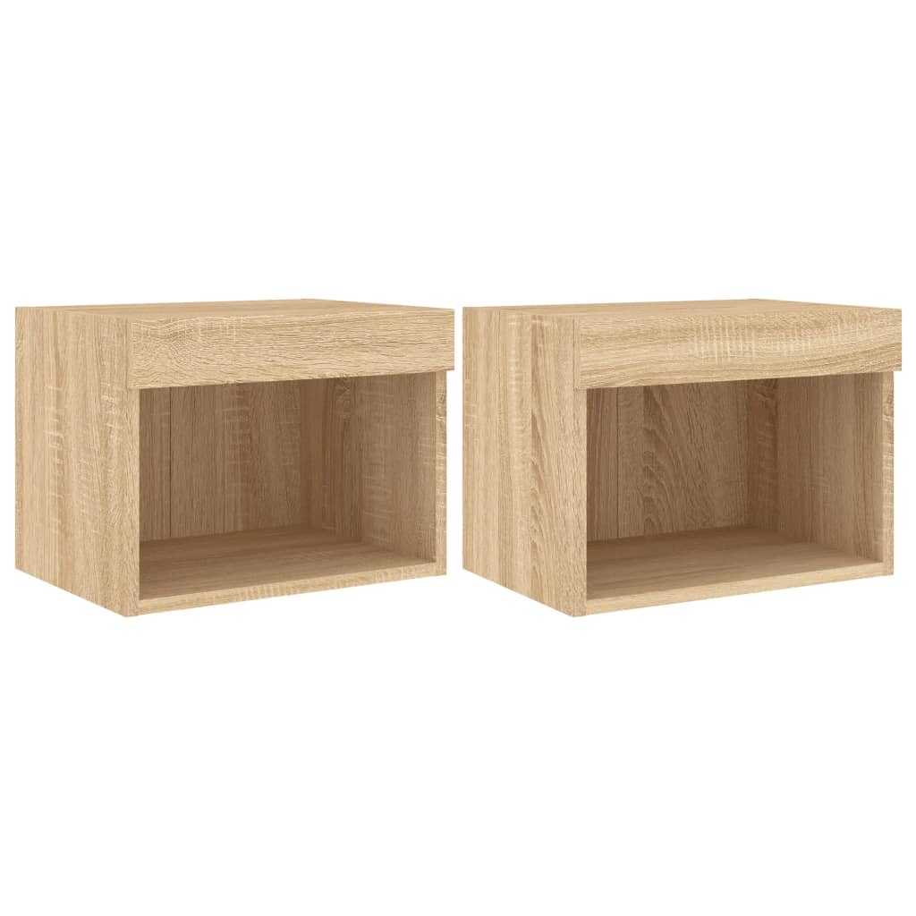 Tables de chevet murales avec lumières LED 2 pcs chêne sonoma - XIOS