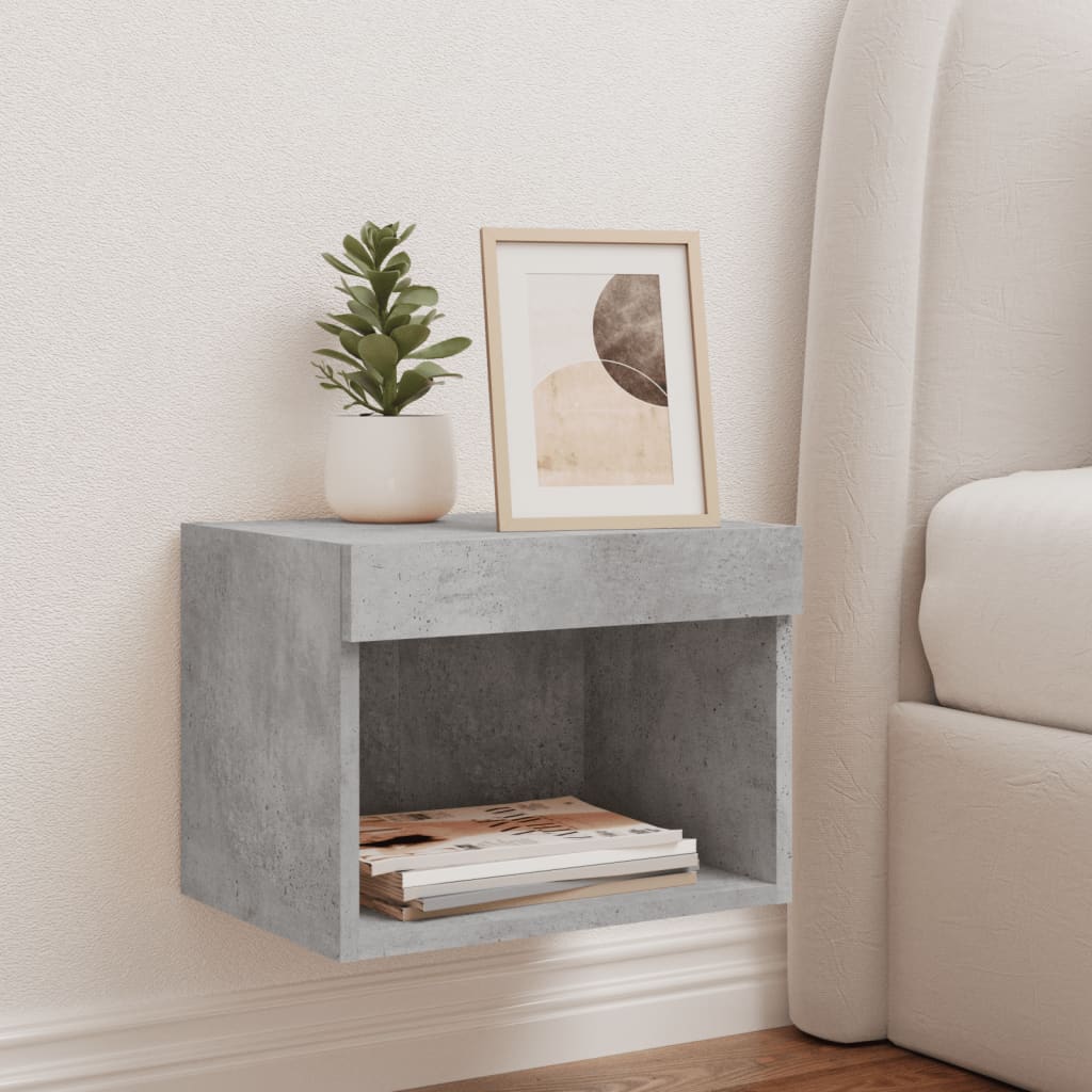 Table de chevet murale avec lumières LED gris béton - XIOS