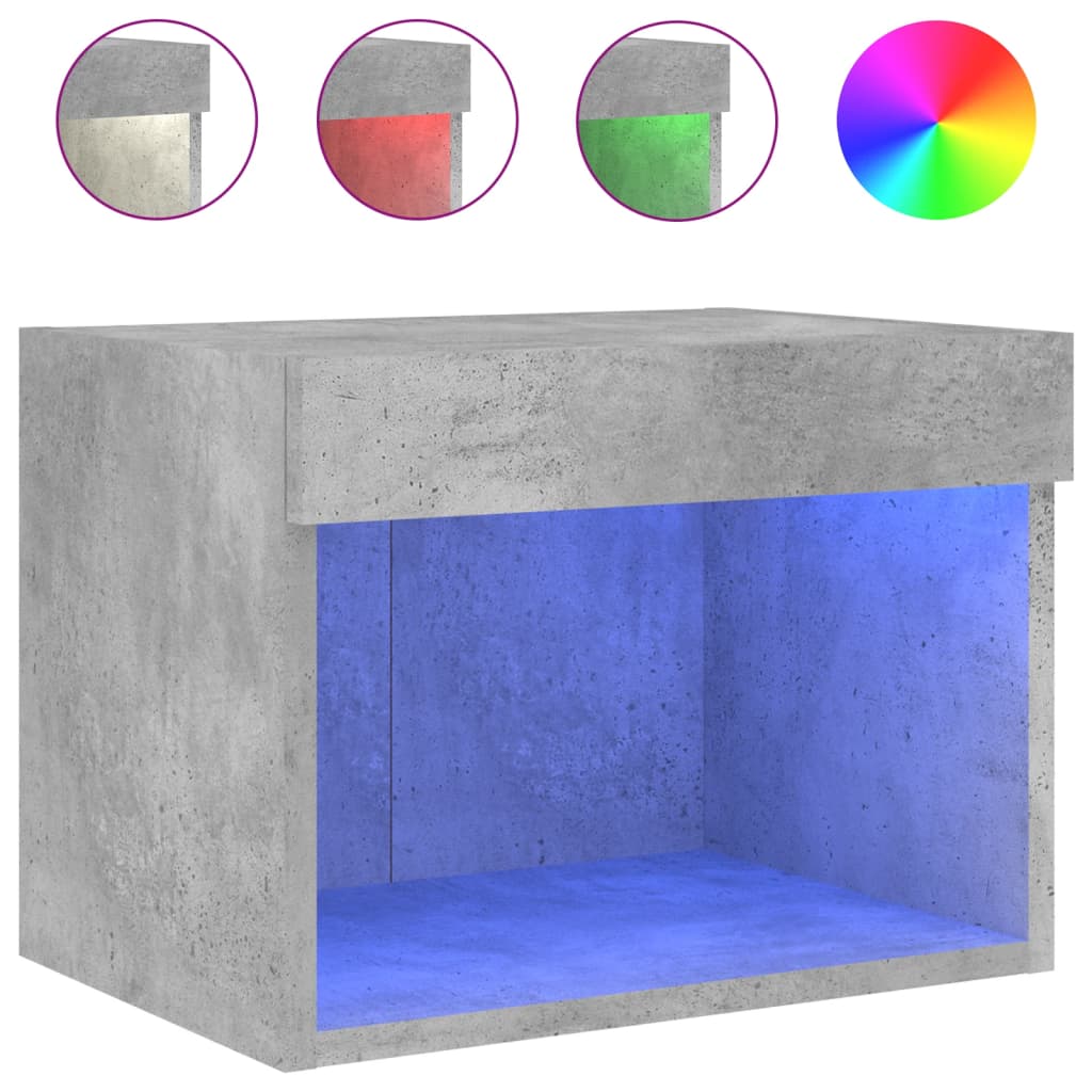 Tables de chevet murales avec lumières LED 2 pcs gris béton - XIOS