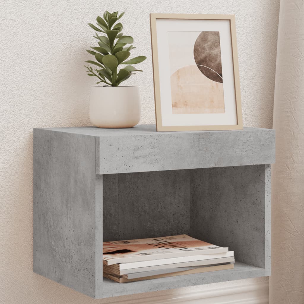 Tables de chevet murales avec lumières LED 2 pcs gris béton - XIOS