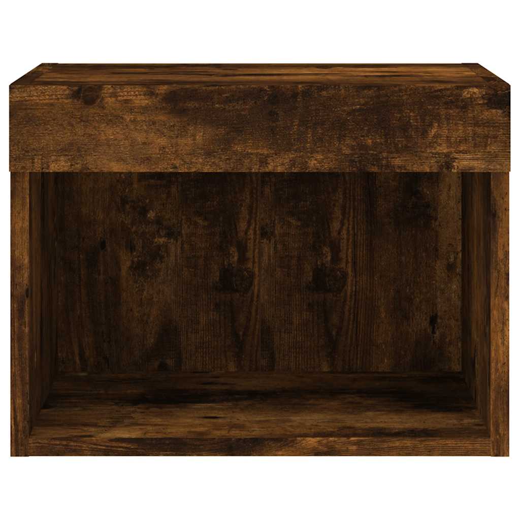 Table de chevet murale avec lumières LED chêne fumé - XIOS