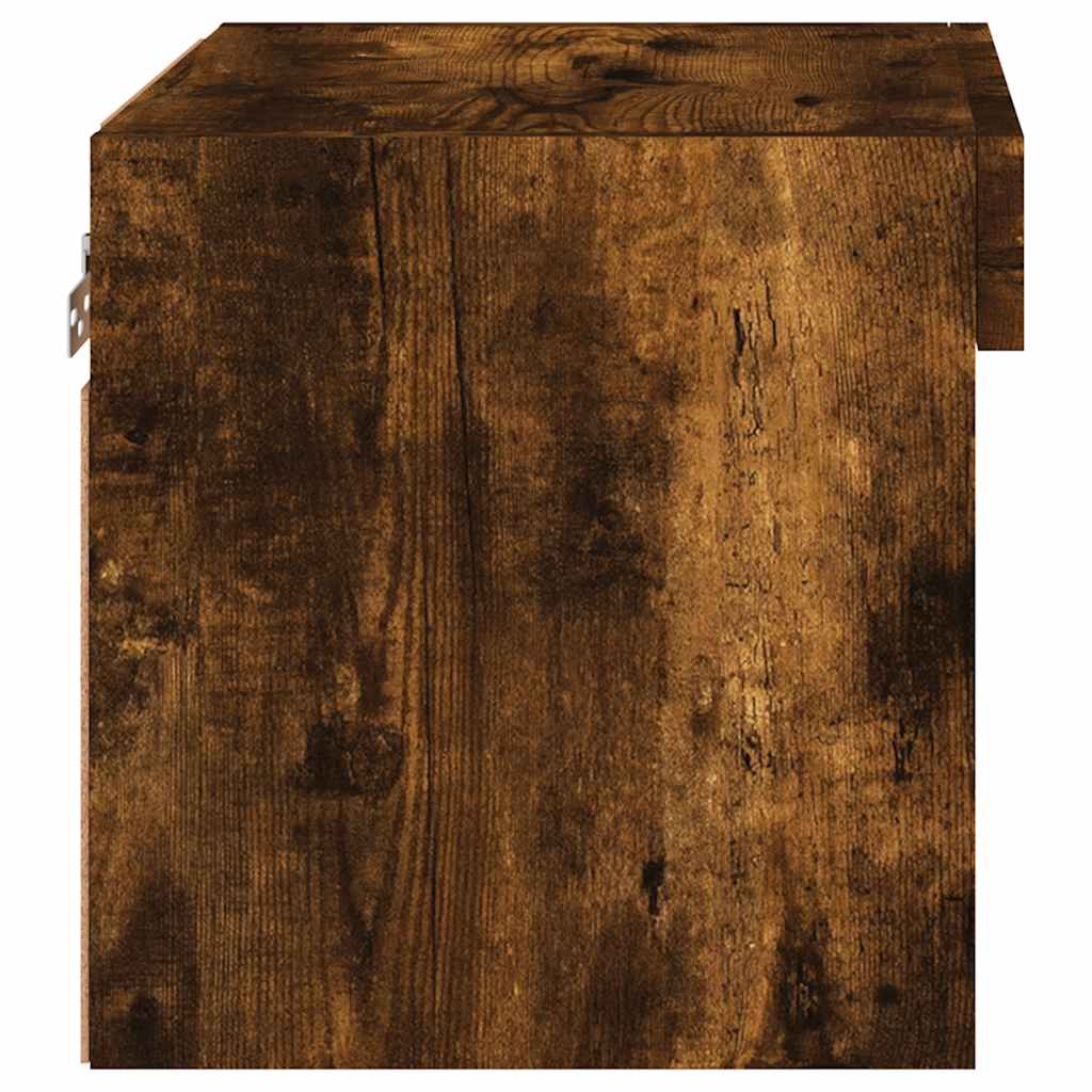 Table de chevet murale avec lumières LED chêne fumé - XIOS