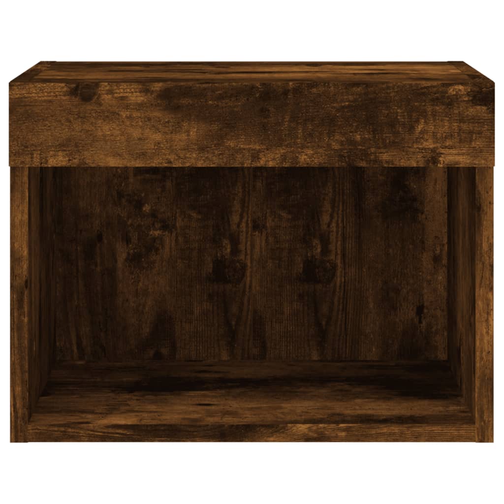 Tables de chevet murales avec lumières LED 2 pcs chêne fumé - XIOS