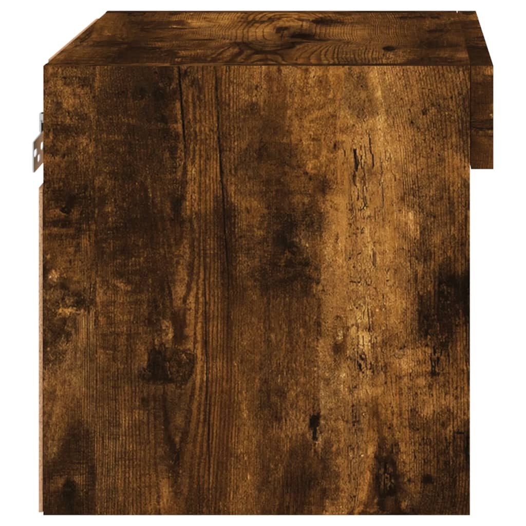 Tables de chevet murales avec lumières LED 2 pcs chêne fumé - XIOS