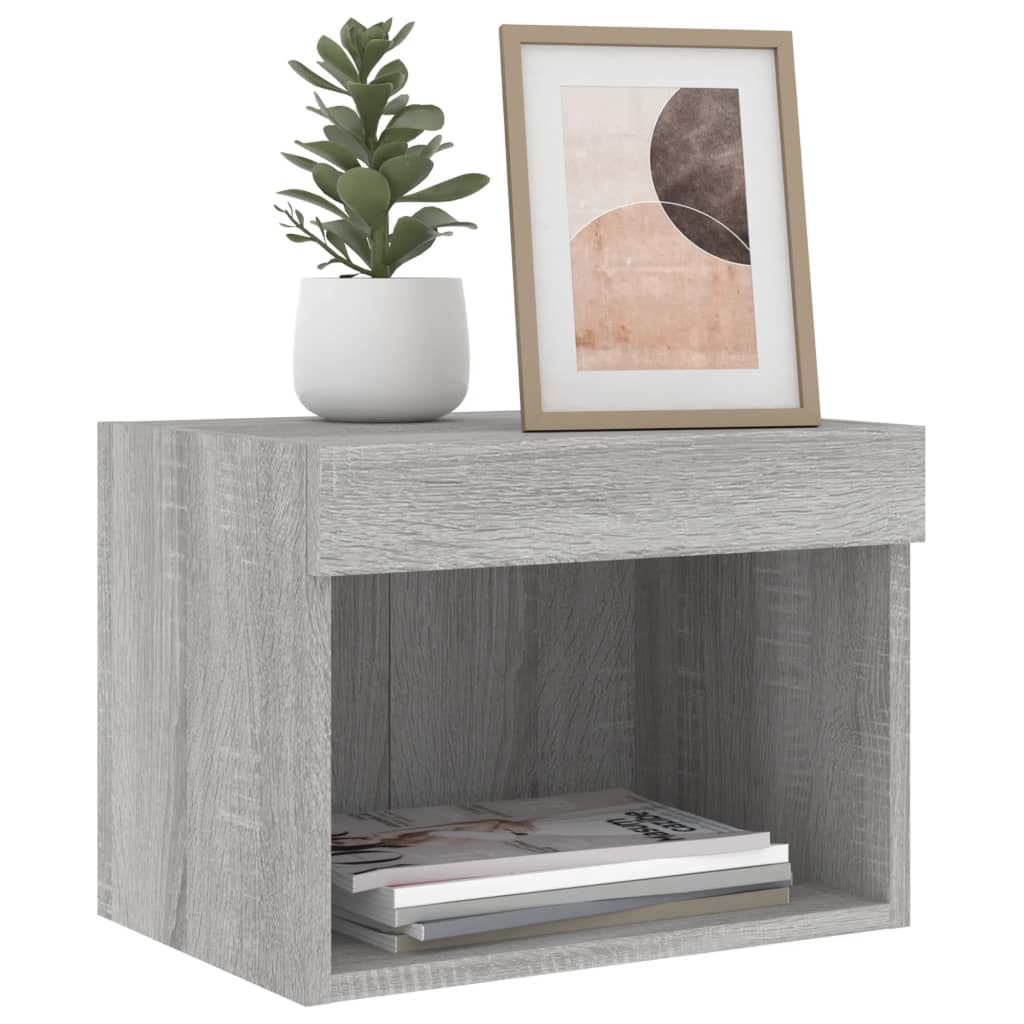 Table de chevet murale avec lumières LED sonoma gris - XIOS