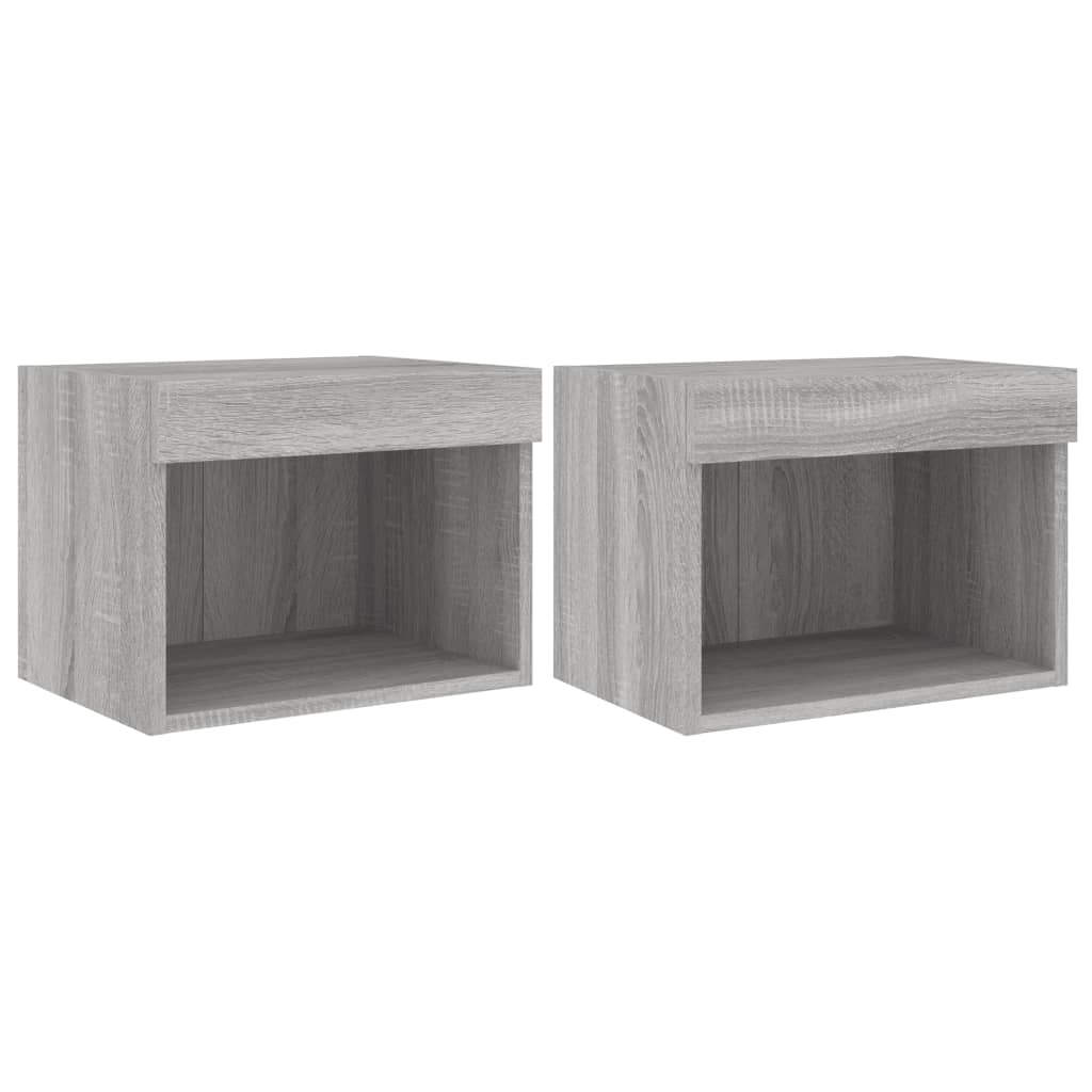 Tables de chevet murales avec lumières LED 2 pcs sonoma gris - XIOS