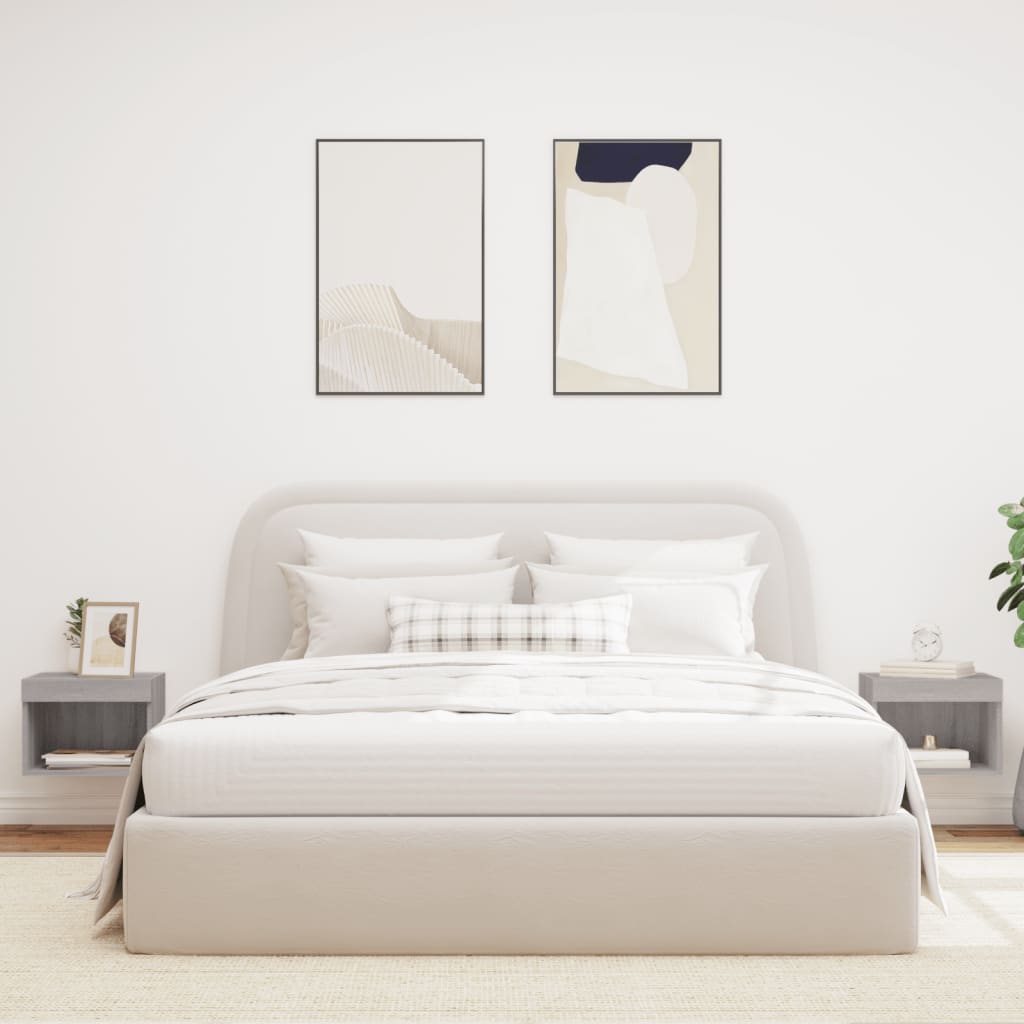 Tables de chevet murales avec lumières LED 2 pcs sonoma gris - XIOS