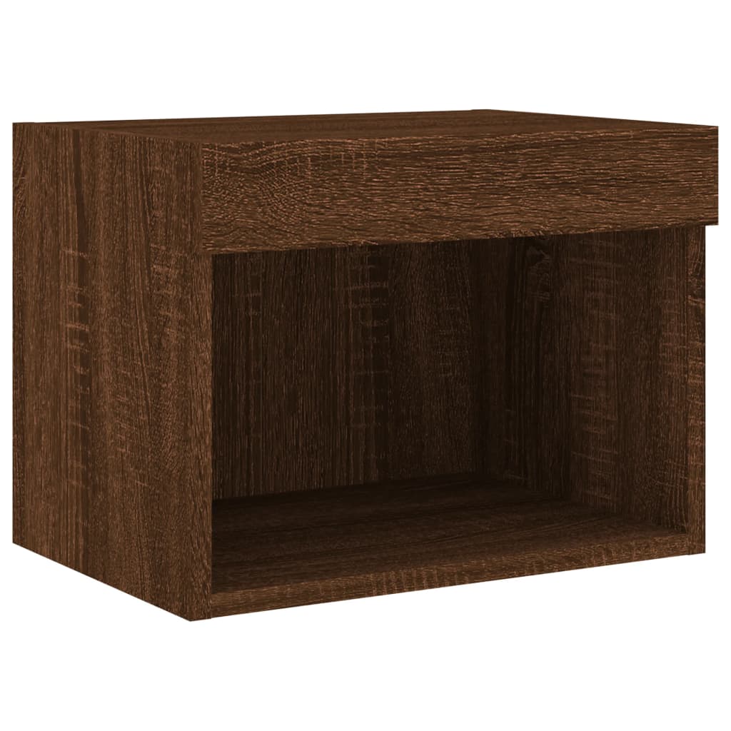 Tables de chevet murales avec lumières LED 2 pcs chêne marron - XIOS