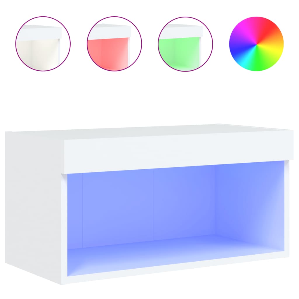 Meuble TV avec lumières LED blanc 60x30x30 cm - XIOS