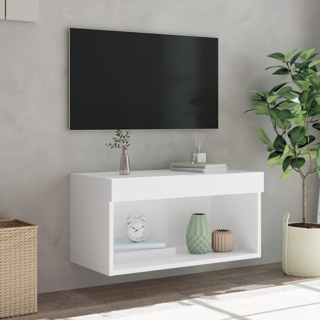 Meuble TV avec lumières LED blanc 60x30x30 cm - XIOS
