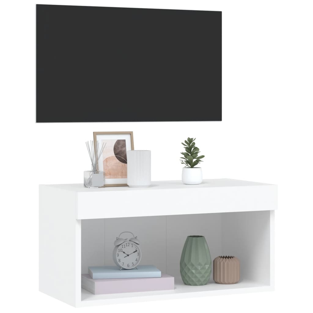 Meuble TV avec lumières LED blanc 60x30x30 cm - XIOS