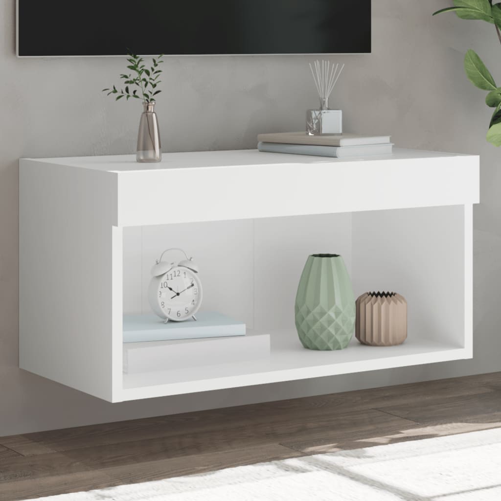 Meuble TV avec lumières LED blanc 60x30x30 cm - XIOS