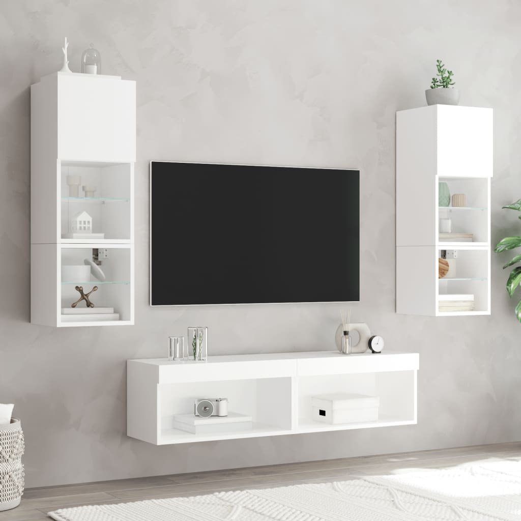 Meubles TV avec lumières LED 2 pcs blanc 60x30x30 cm - XIOS