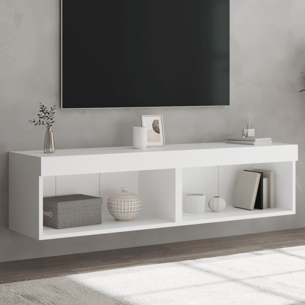 Meubles TV avec lumières LED 2 pcs blanc 60x30x30 cm - XIOS