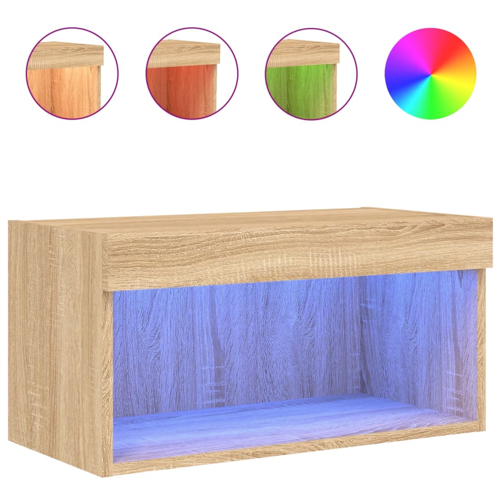 Meuble TV avec lumières LED chêne sonoma 60x30x30 cm - XIOS