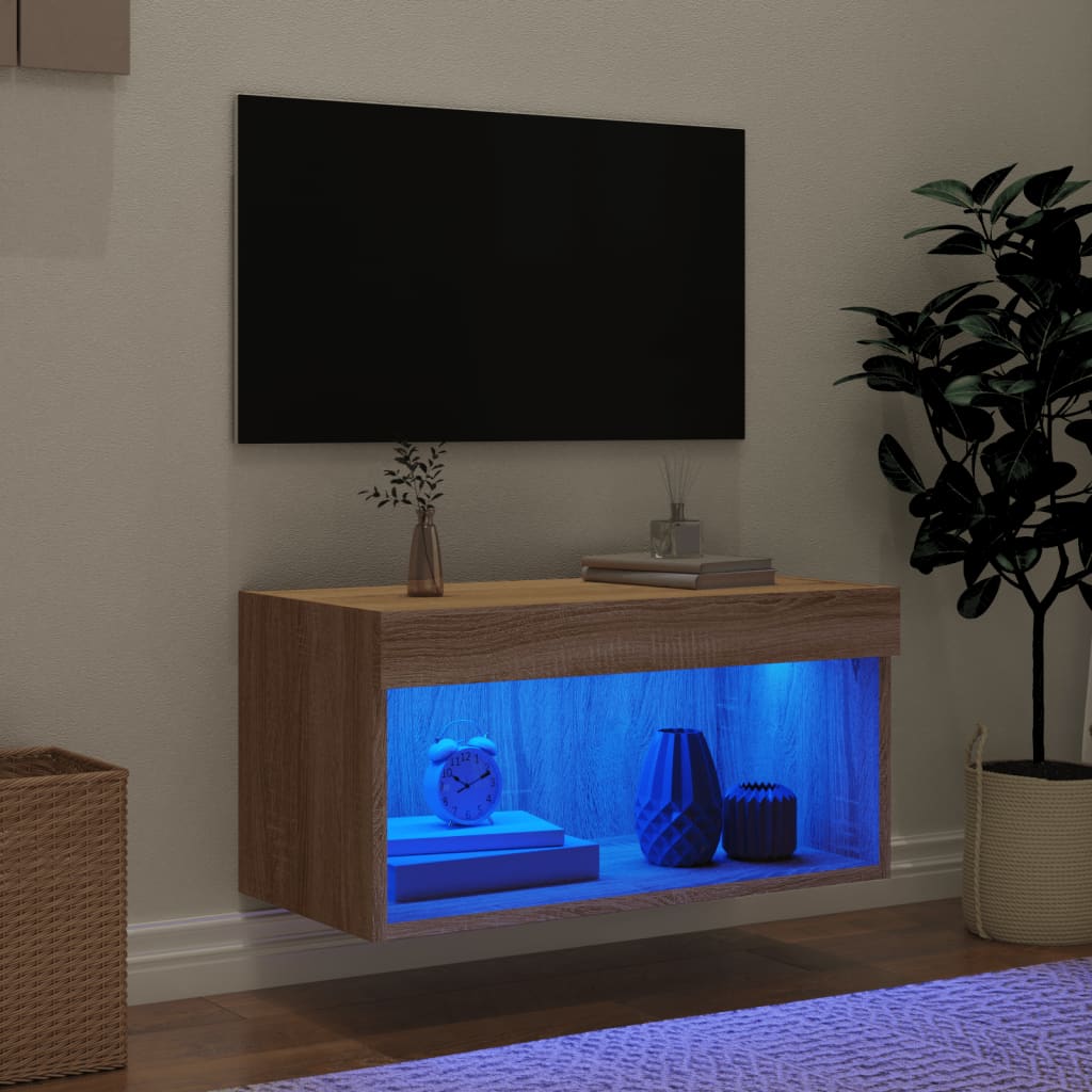 Meuble TV avec lumières LED chêne sonoma 60x30x30 cm - XIOS