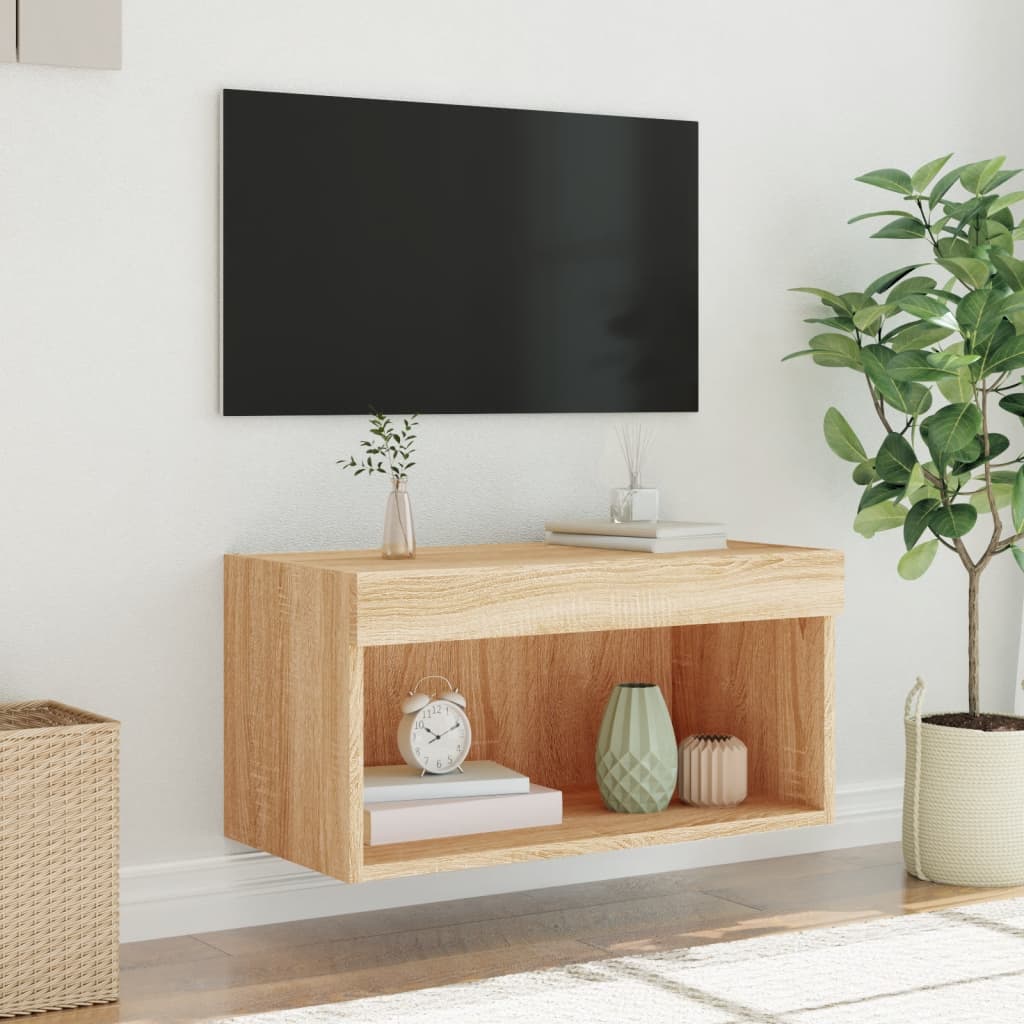 Meuble TV avec lumières LED chêne sonoma 60x30x30 cm - XIOS