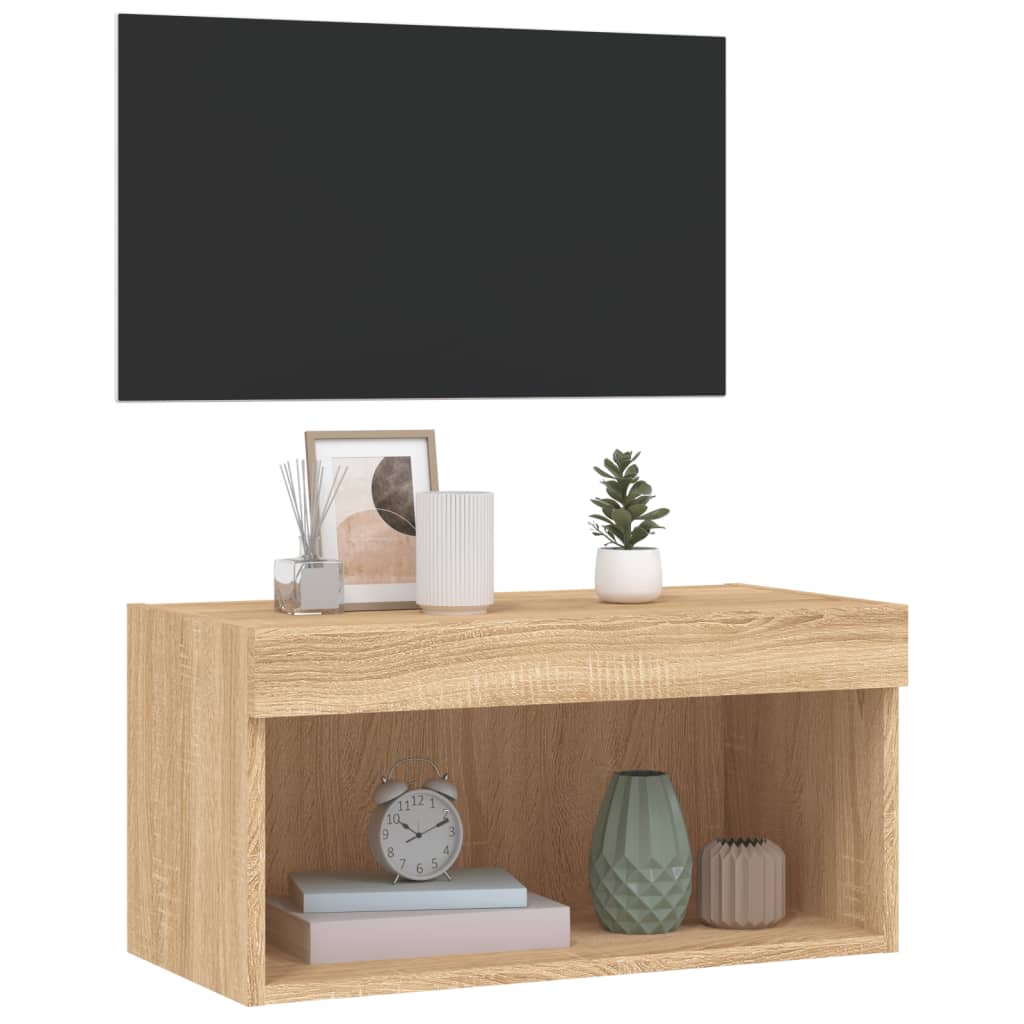 Meuble TV avec lumières LED chêne sonoma 60x30x30 cm - XIOS