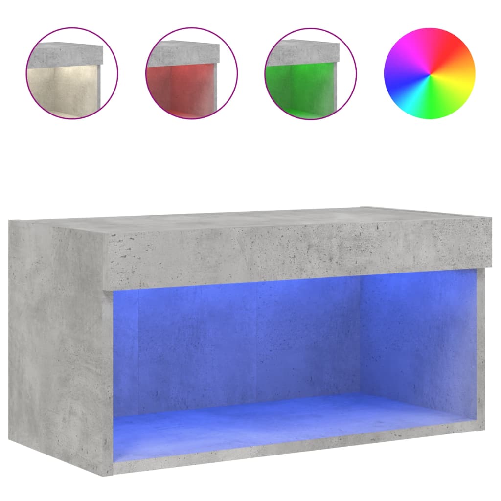 Meuble TV avec lumières LED gris béton 60x30x30 cm - XIOS