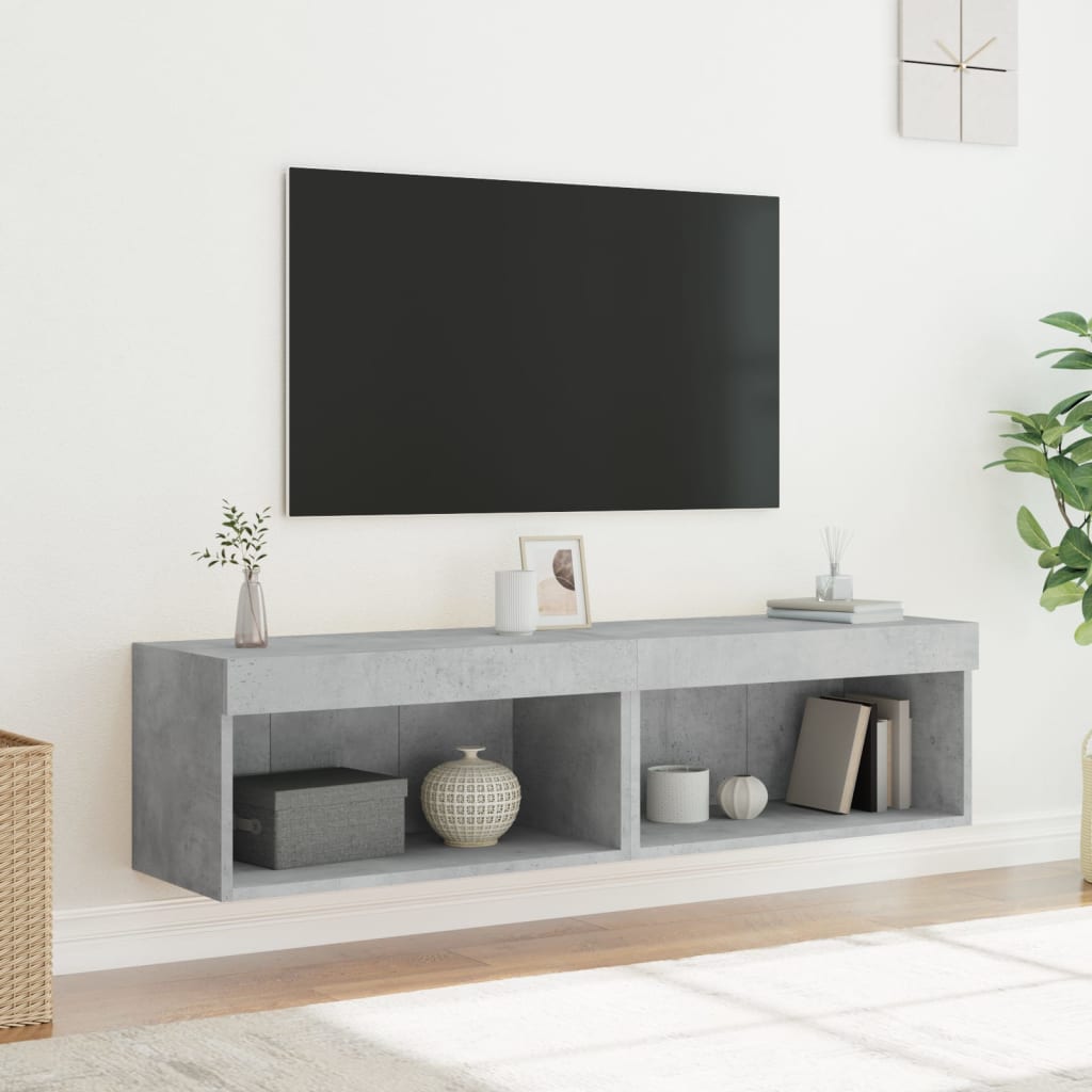 Meubles TV avec lumières LED 2 pcs gris béton 60x30x30 cm - XIOS