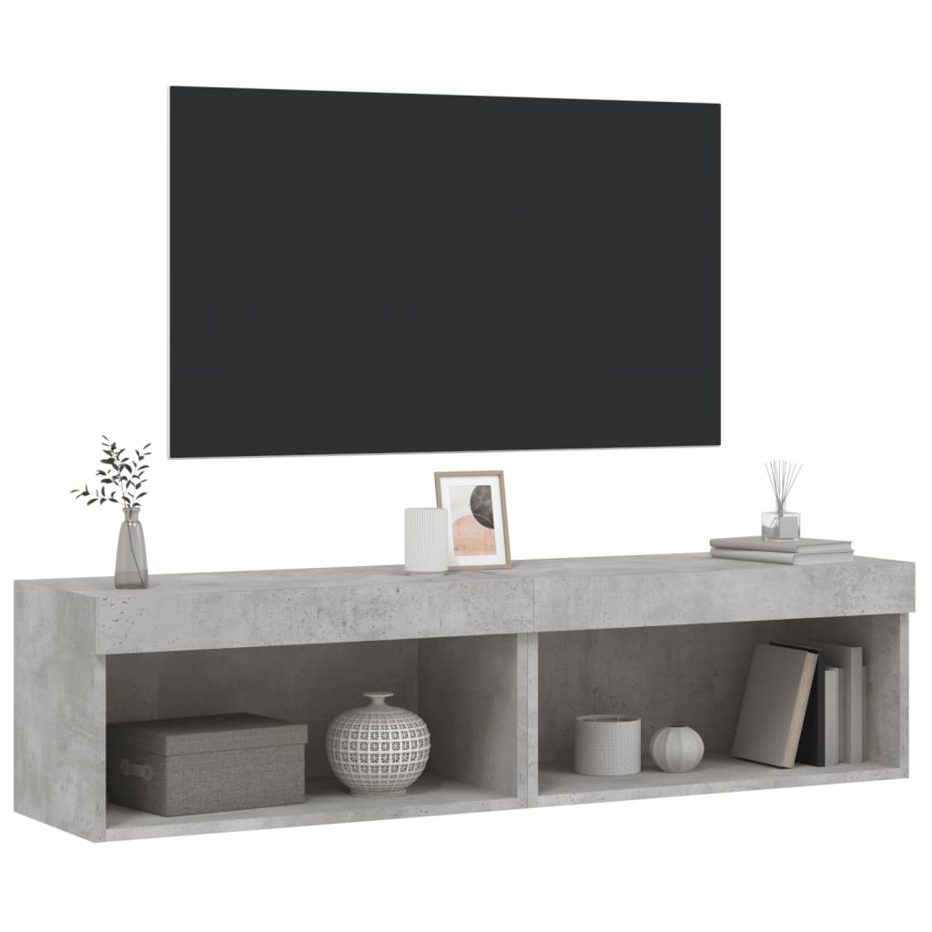Meubles TV avec lumières LED 2 pcs gris béton 60x30x30 cm - XIOS