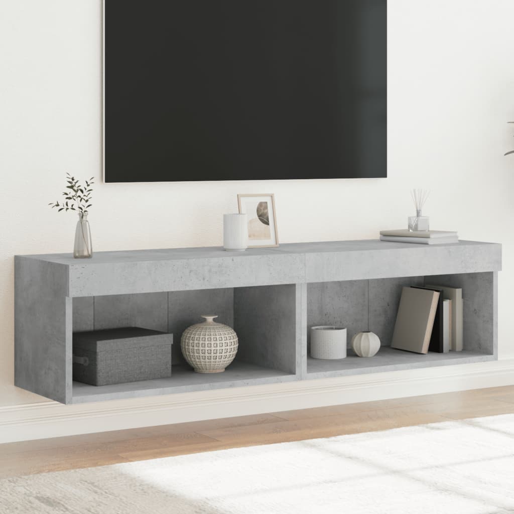 Meubles TV avec lumières LED 2 pcs gris béton 60x30x30 cm - XIOS