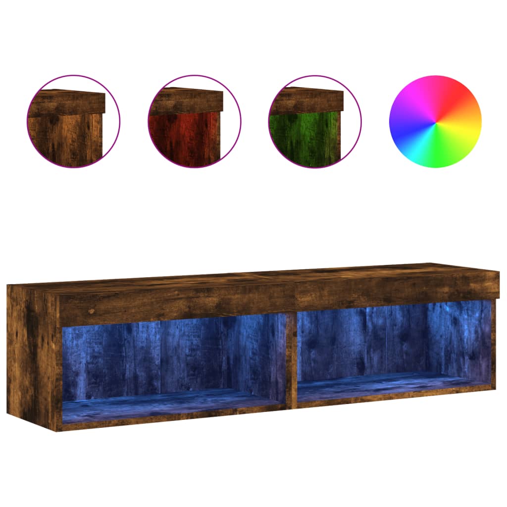 Meubles TV avec lumières LED 2 pcs chêne fumé 60x30x30 cm - XIOS