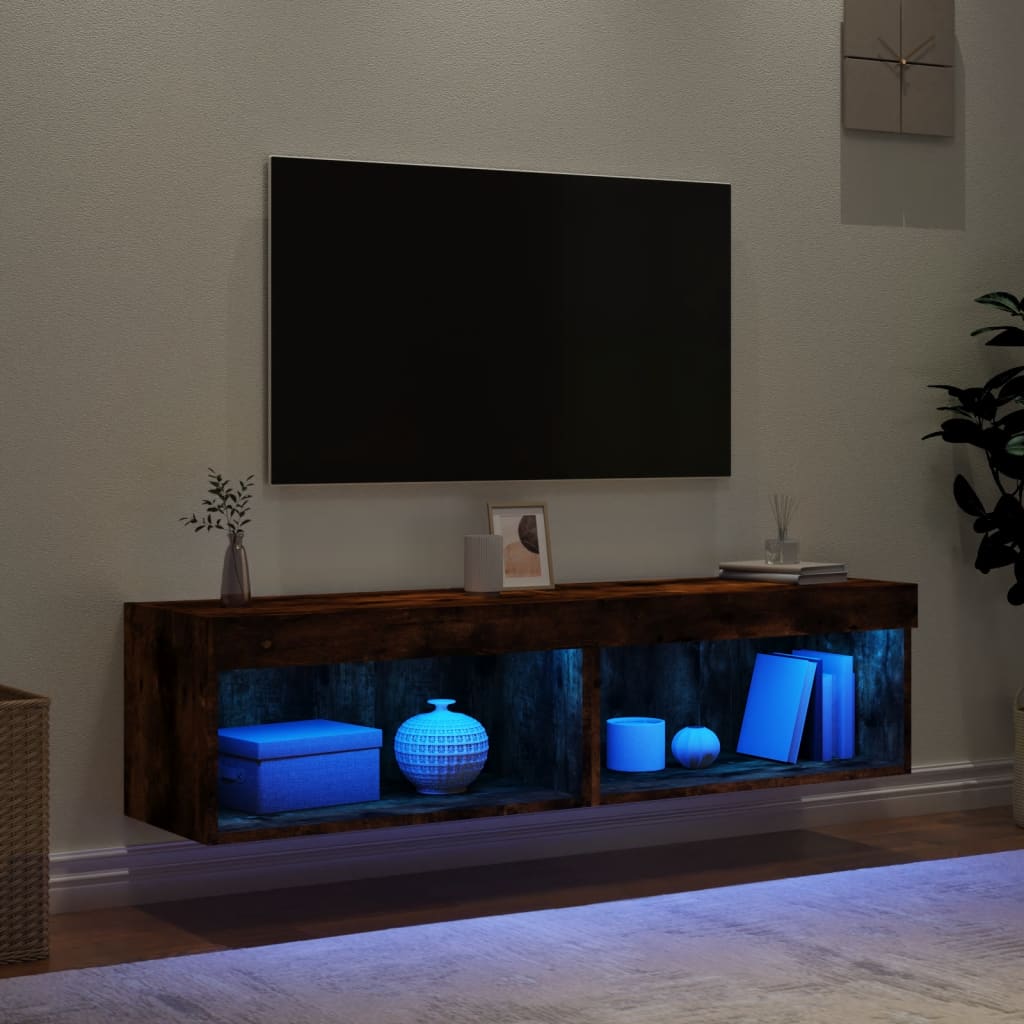 Meubles TV avec lumières LED 2 pcs chêne fumé 60x30x30 cm - XIOS