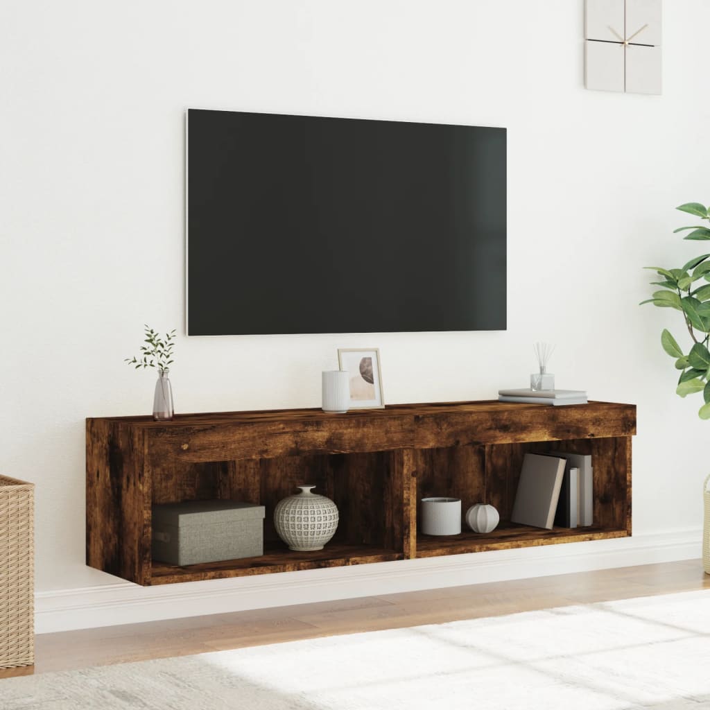 Meubles TV avec lumières LED 2 pcs chêne fumé 60x30x30 cm - XIOS
