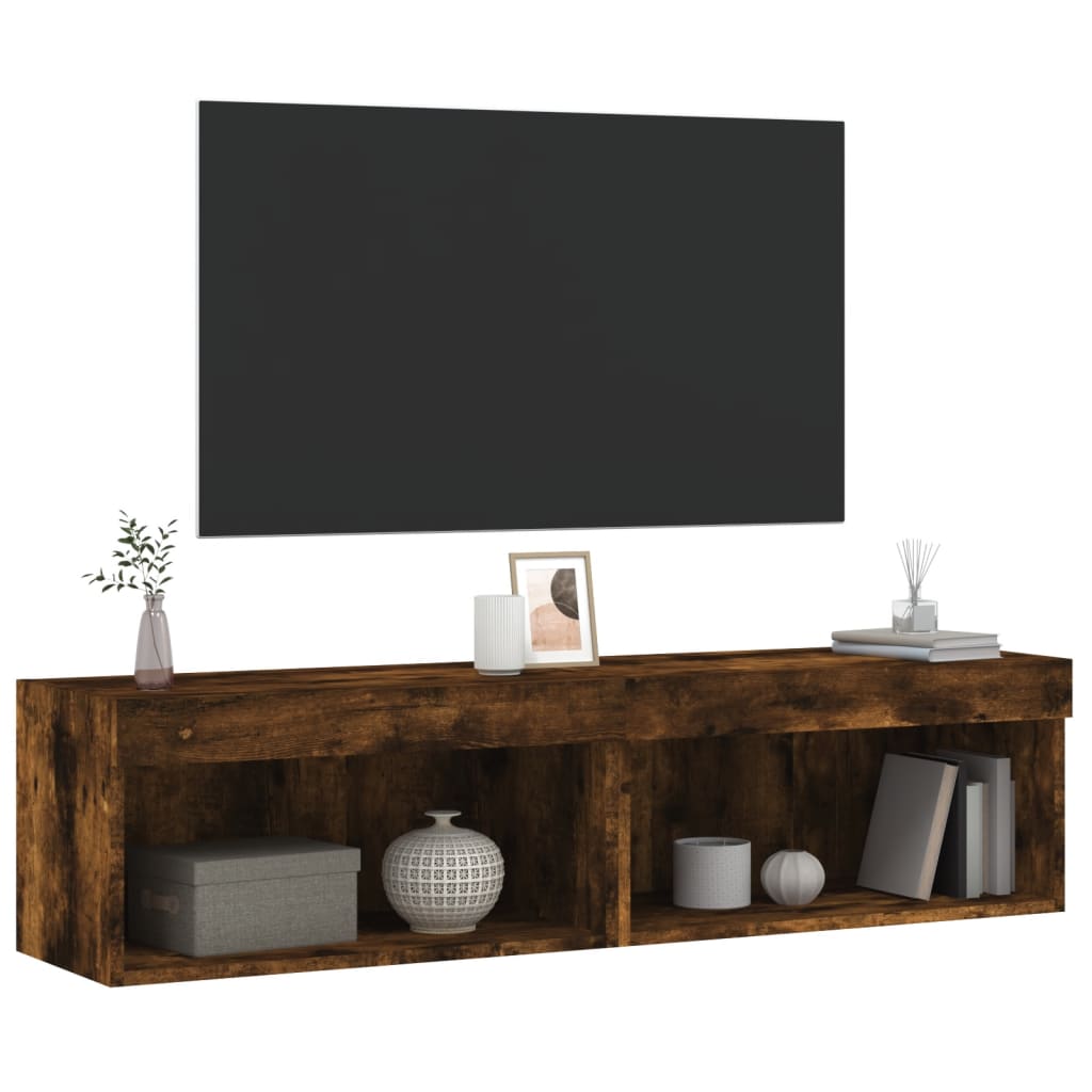 Meubles TV avec lumières LED 2 pcs chêne fumé 60x30x30 cm - XIOS
