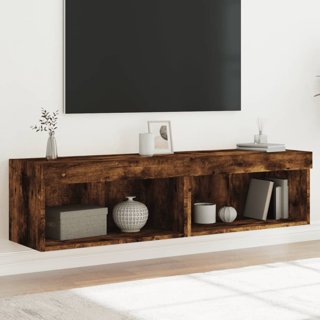 Meubles TV avec lumières LED 2 pcs chêne fumé 60x30x30 cm - XIOS