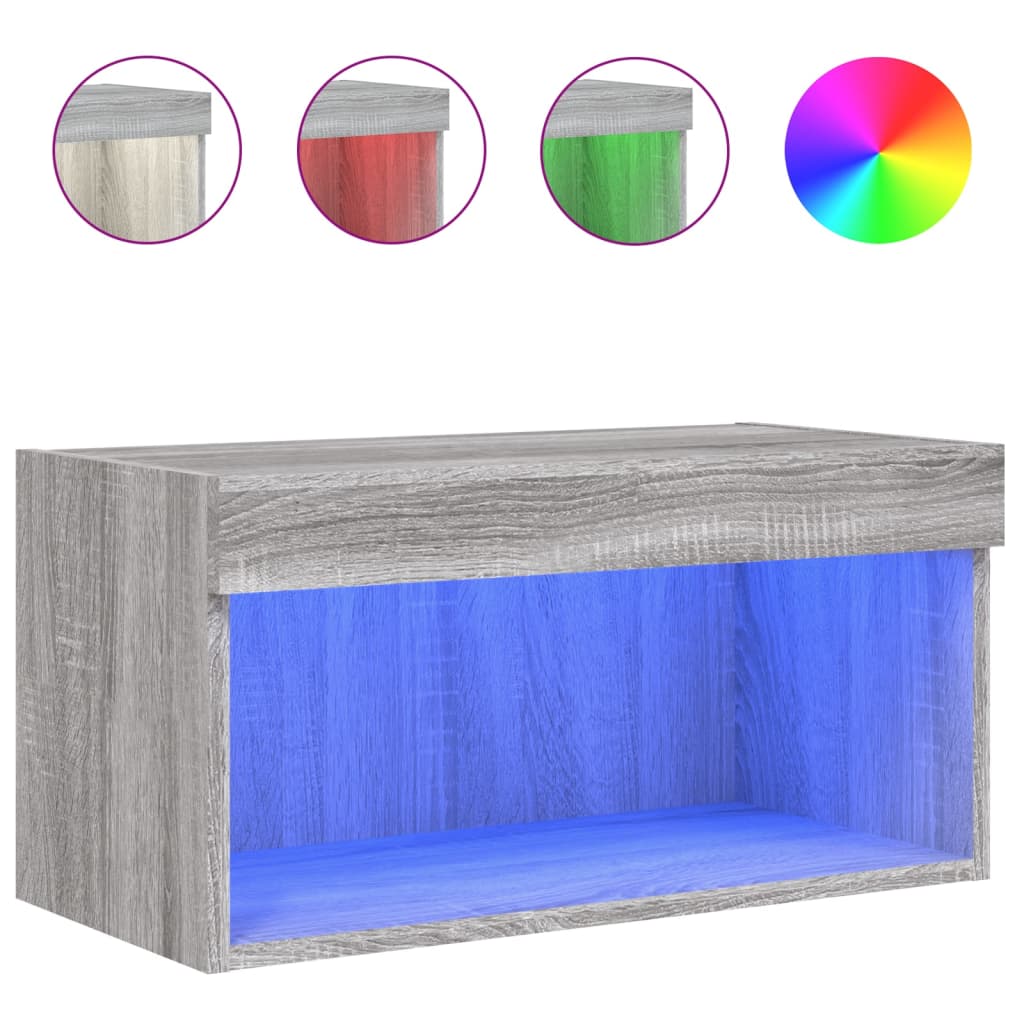Meuble TV avec lumières LED sonoma gris 60x30x30 cm - XIOS
