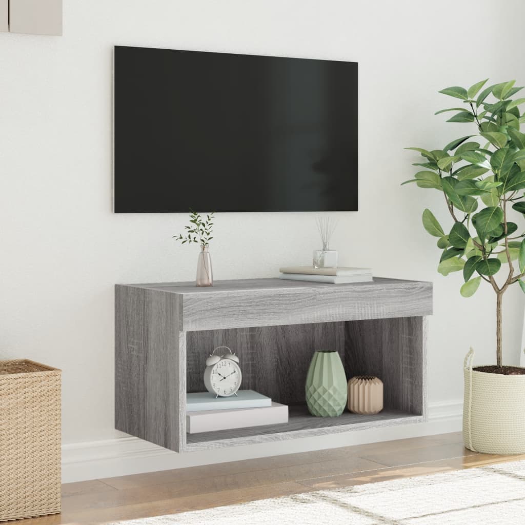 Meuble TV avec lumières LED sonoma gris 60x30x30 cm - XIOS