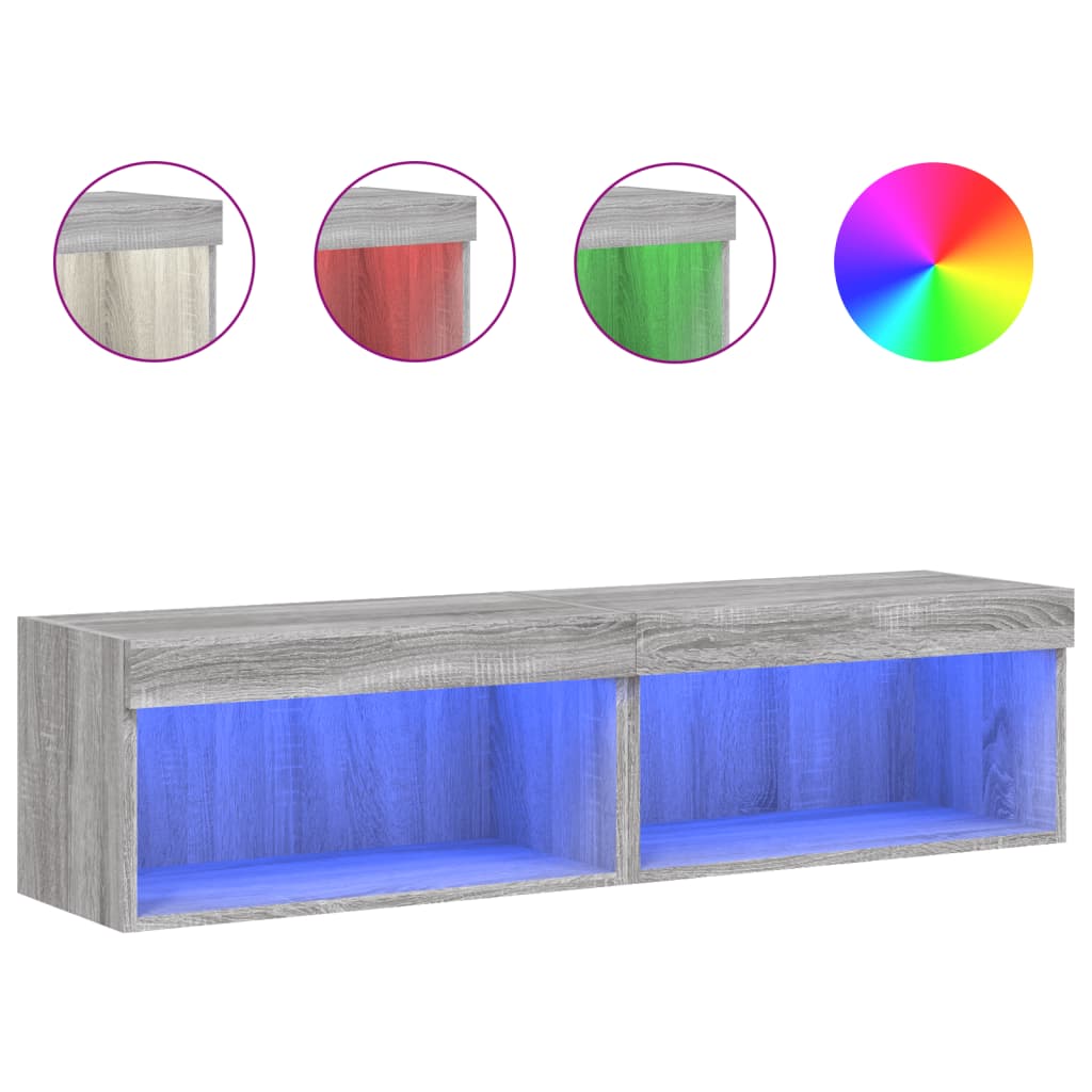 Meubles TV avec lumières LED 2 pcs sonoma gris 60x30x30 cm - XIOS