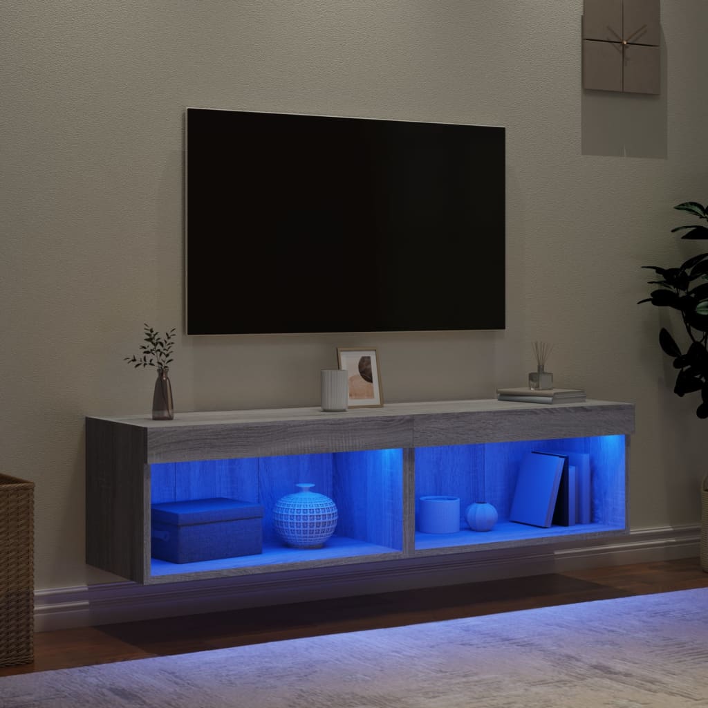 Meubles TV avec lumières LED 2 pcs sonoma gris 60x30x30 cm - XIOS