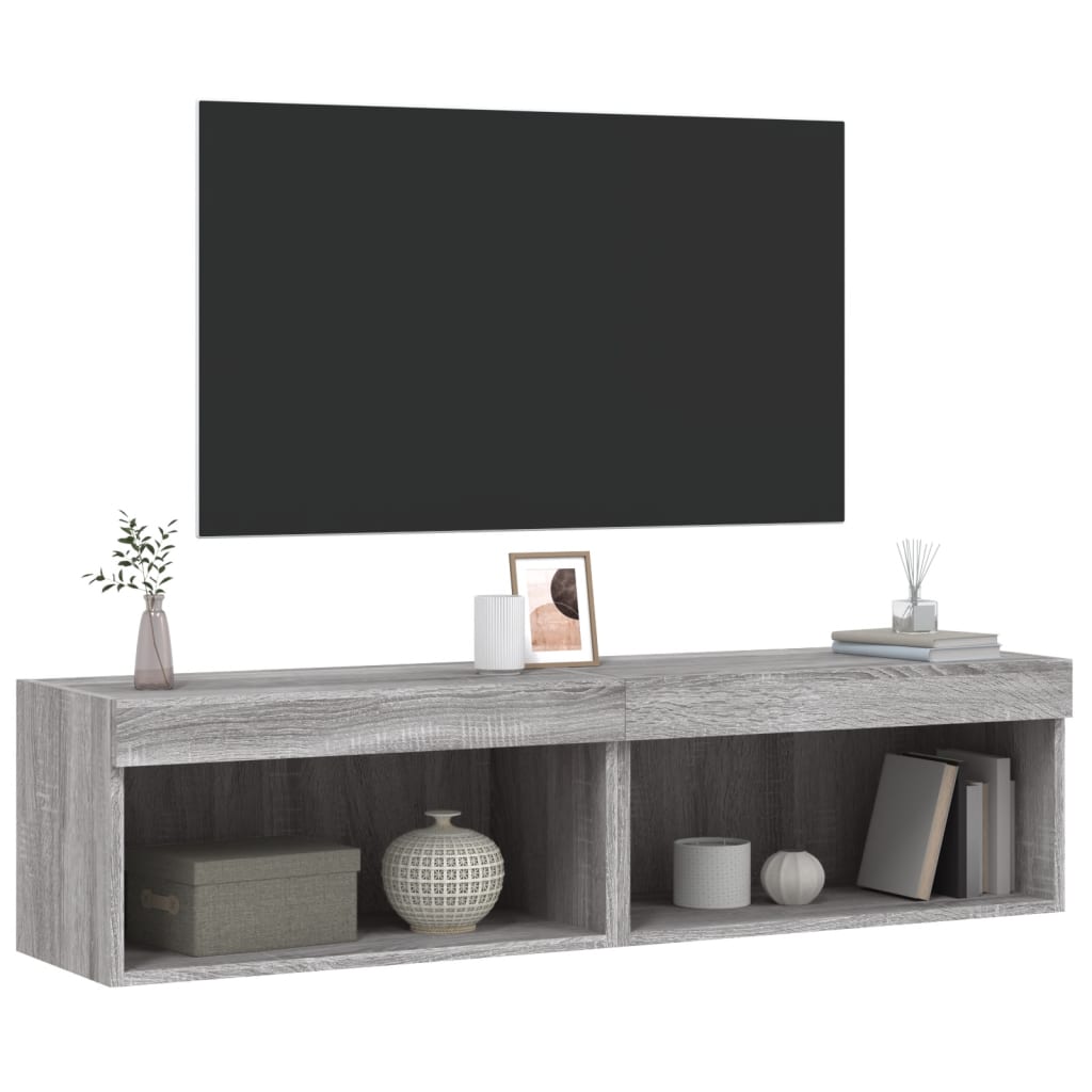 Meubles TV avec lumières LED 2 pcs sonoma gris 60x30x30 cm - XIOS
