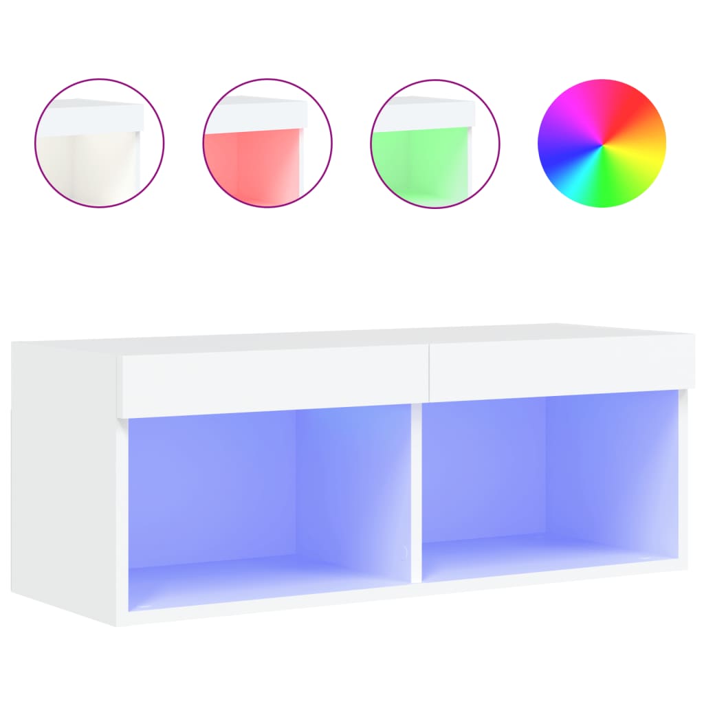Meuble TV avec lumières LED blanc 80x30x30 cm - XIOS