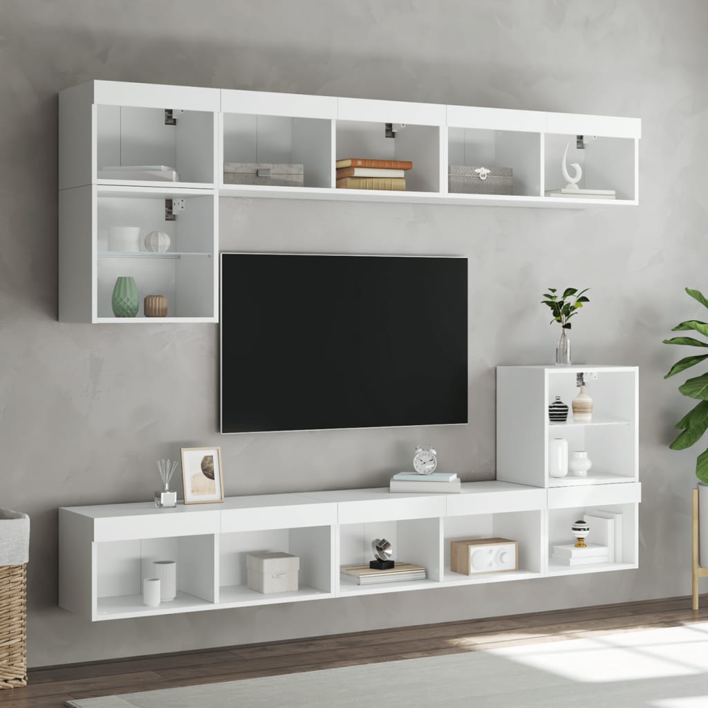 Meuble TV avec lumières LED blanc 80x30x30 cm - XIOS